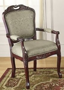 New Sage Green Hand Carved Cherry Arm Chair Armchair Sage Green Accent Chair 42"