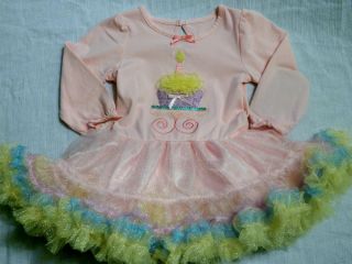 Birthday Cupcake Tutu Dress Pettiskirt Tulle Baby Girl 12M 24M New with Bloomers