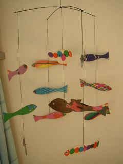 Vtg 60s Mobile Room Decoration Fish Japan Hanging Childrens Nursery Baby Retro