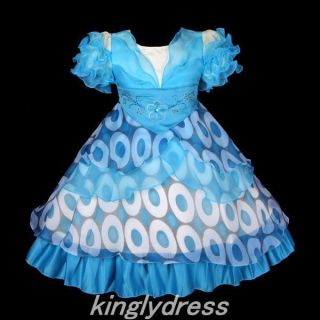 New Toddle Kid Flower Girl Party Birthday Pageant Wedding Dress Blue Sz 3T V309