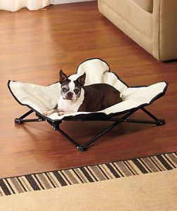 Khaki Cushioned Folding Dog Pet Bed Chair Travel Camping Outdoors