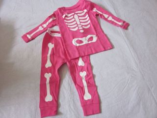Baby Gap Infant Toddler Girls Pink Glow in Dark Skeleton Pajama 6mos 4T New