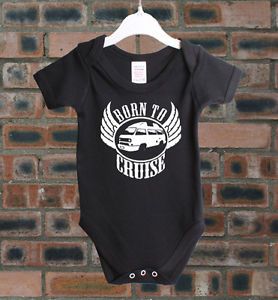 VW Type 25 High Top Crusader Born to Cruise Classic Car Baby Grow Vest BC266
