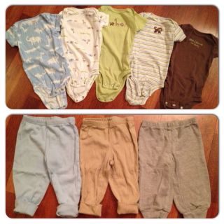 Lot Carter's Baby Boy Matching Outfits Bodysuits Pants Size 6 9 Months