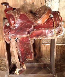 Vintage Style 16" Seat Western Horse Saddle Pleasure Trail Buck Stitch