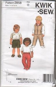 2858 Sewing Pattern Kwik Sew Baby Toddler Child Cargo Pants Jacket T1 T2 T3 T4