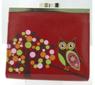► SHAGWEAR Coin Purse Change Wallet Retro Owl Red