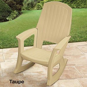 Extra Large Heavy Duty Taupe Plastic Resin Rocking Chair Patio Deck Outdoor