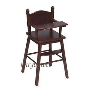 Guidecraft Kids Wooden Baby Doll High Chair Espresso Play Toy New