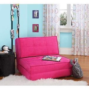 Convertible Pink Lounge Dorm Sleeper Sofa Furniture Game Chair Bed Futon Kids