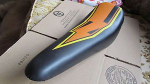Black Orange and Yellow Lightning Bolt Troxel Banana Seat 16 inch Long