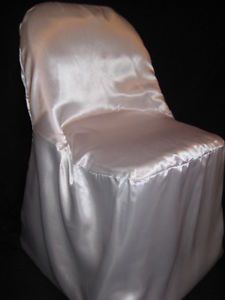 Lot of 100 White Satin Wedding Reception Folding Chair Covers