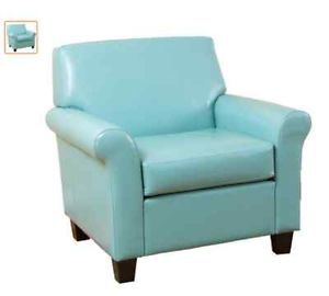 Blue Modern Leather Living Room Accent Office Club Contemporary Chair Armchair