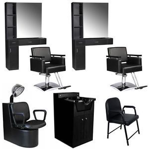 Beauty Salon Equipment Styling Station Chair Dryer Shampoo Cabinet Package DP 33