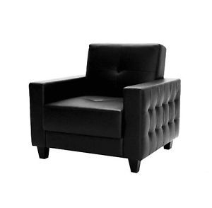 Ameriwood Rome Chair Sofa Lounge Seat Couch Lounger Black Faux Leather New