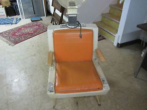 Turbinator Model 450 Salon Hair Dryer Hood Chair Orange Vinyl Art Deco Vintage