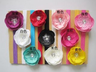10pcs Beautiful Crystal Flower Headbands Baby Headband Paper Card Packaging H312