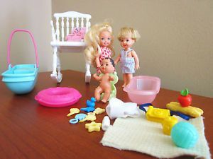 Barbie Kelly Tommy Doll Rocking Chair Potty Seat Baby Bath Carrier Bear Toys Lot