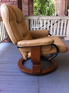 Ekornes Stressless Style Leather Mid Century Modern Vintage Retro Recliner Chair