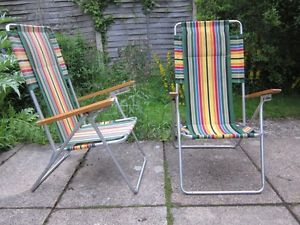 Vintage 60s 70s Deck Chair Canvas Kitsch Camping Retro on PopScreen