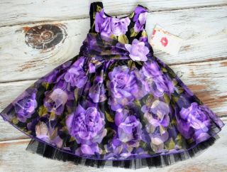 New Toddler Girls Dress Summer Purple Black Sz 2T 3T Flower Pageant Wedding