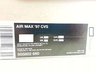 505802 660 Mens Nike Air Max 97 CVS Canvas Red Metallic Silver Gym Sneakers QS