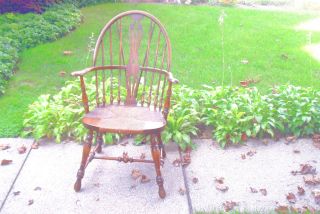 Antique Karpen Furniture Company Windsor Arm Chair with Rush Seat Original