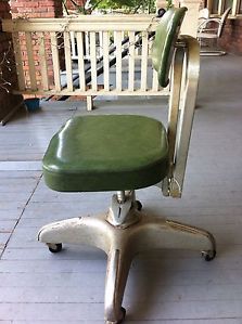 Vintage Industrial Age Green Cole Steel Swivel Mid Century Desk Chair