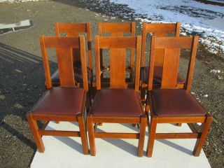 Mission Arts Crafts C 1910 Set of 6 Oak Lifetime 116 Dining Chairs