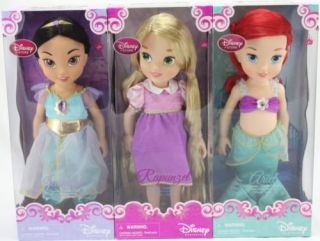  Toddler Dolls 16" Lot Collection 3 Princess Rapunzel Ariel Jasmine