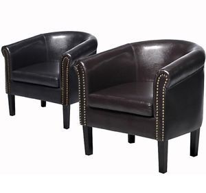 Deluxe Faux Leather Vintage Style Tub Chair Chairs Seat Armchair Black Brown