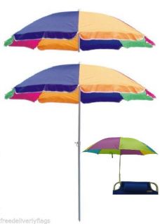 2 6ft Beach Umbrellas 1 50"Chair Umbrella Multi Color Blocks 98 UVA UVB Rays