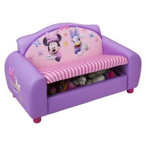 Disney Minnie Mouse Purple Kids Sofa Chair w Storage New