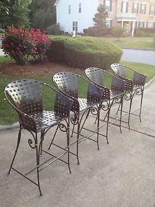 Very Nice High Quality Cast Iron 28" Indoor Outdoor Bar Stools Set of 4