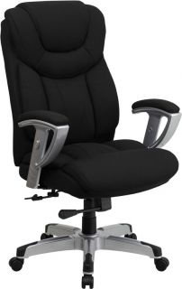 Heavy Duty 400lbs Capacity Black Fabric Office Chair with Comfort Support Arms