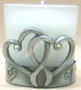 Pewter Two Hearts Votive Candle Holder PTC3838