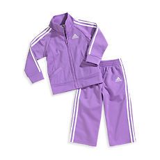 Adidas Girls 2pc Track Suit Jacket Top Pants Med Purple 510 Hyacinth 9 12