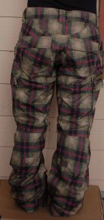 2013 Burton Womens Lucky Snowboard Pants M Olive Radiant Plaid $165