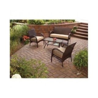 4 Piece Patio Furniture Outdoor Rattan Wicker Sofa Chair Sectional Garden Set