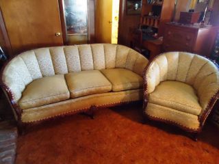 Beautiful Antique Queen Anne Sofa Chair Set Early 1900's RARE Set Couch