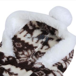 Pet Dog Puppy Hooded Fluffy Jumpsuit Coat Pajamas Clothes Reindeer Snowflake New