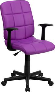 Quilted Seat Back Swivel Home Office Desk Dorm Room Chairs with Arms 6 Colors
