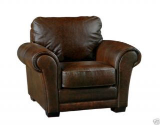 New Luke Leather Furniture Chocolate Brown Distressed Leather 4 PC Sofa Set Mark