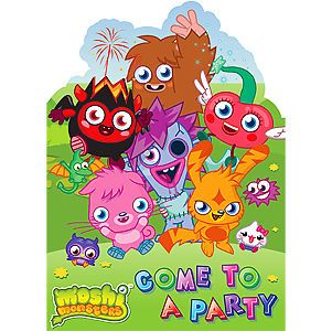 6 x Moshi Monsters Happy Birthday Party Card Paper Invitations Invites Envelopes