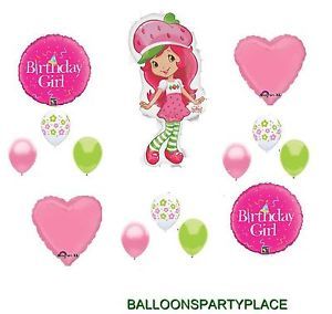 Birthday Girl Balloons Strawberry Shortcake Party Supplies Pink Green Decoration