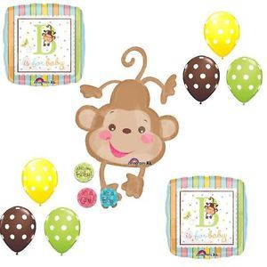 Fisher Price Baby Shower Monkey Balloons Set Polka Dots Girls Boy Party Supplies