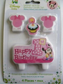 Disney Minnie Mouse 1st Birthday Party Candle Set 4pcs