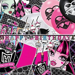 Monster High Party Birthday Balloons Decorations Tableware All in One Listing