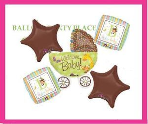 Baby Shower Polka Dot Buggy Balloons Party Decoration Supply Boy Girl Chocolate