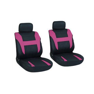 6 Piece Fushia Pink Black Basic Front Auto SUV Seat Cover Set Bucket Chairs
